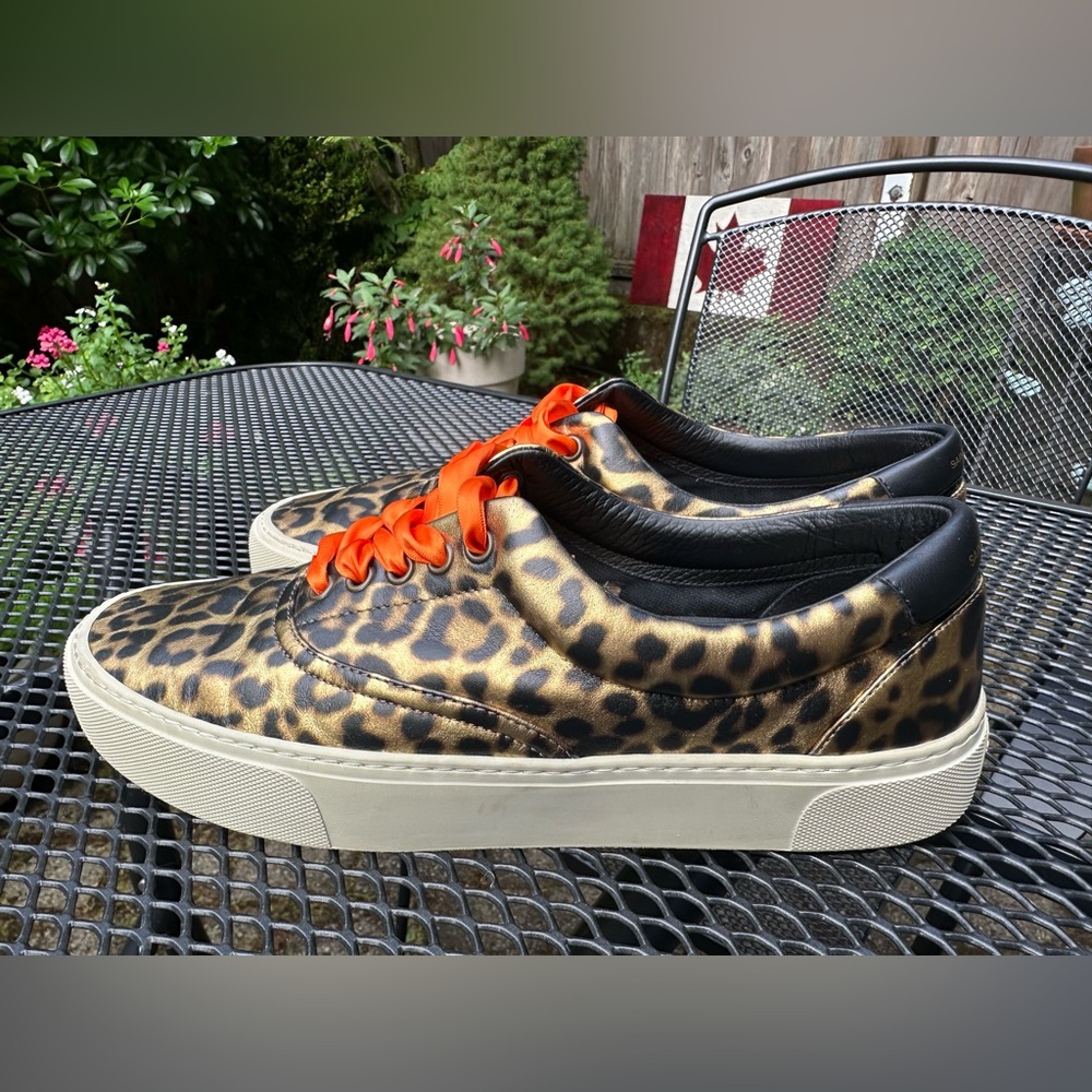 Women’s size 43 Saint Laurent Venice leopard print low sneakers
